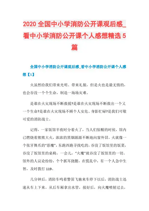 2020全国中小学消防公开课观后感_看中小学消防公开课