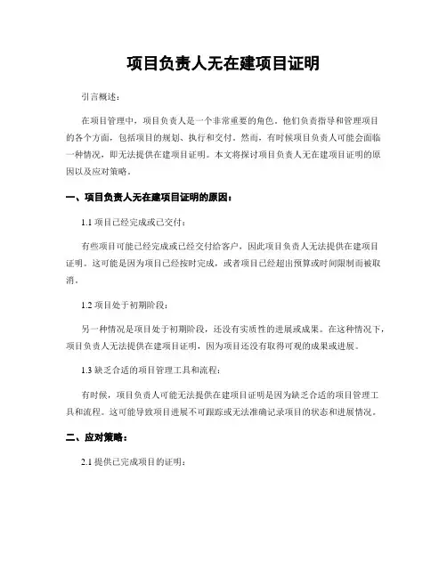 项目负责人无在建项目证明