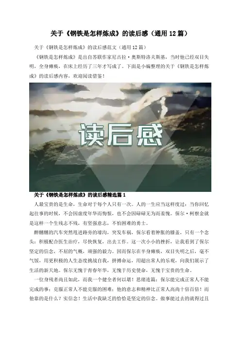 关于《钢铁是怎样炼成》的读后感(通用12篇)