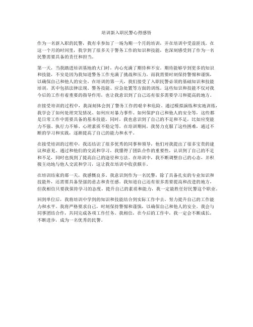 培训新入职民警心得感悟