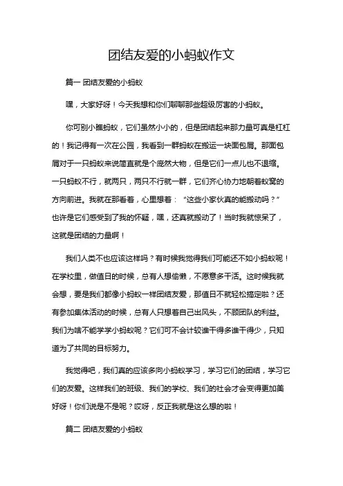 团结友爱的小蚂蚁作文