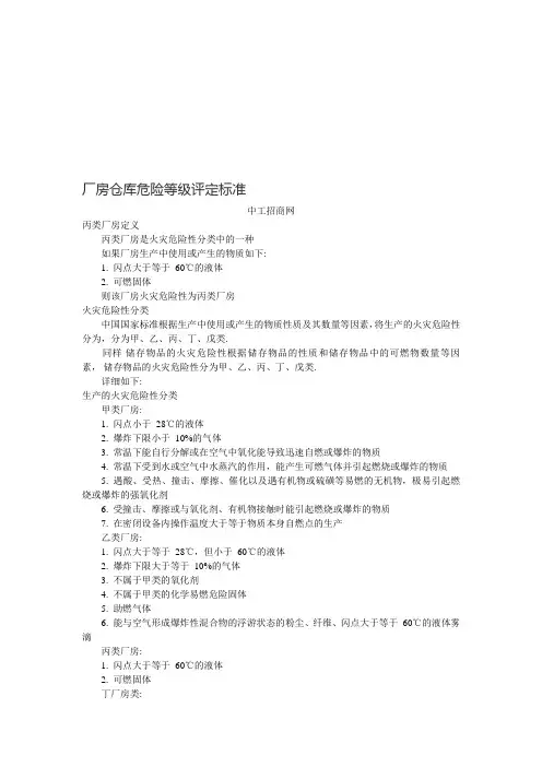 厂房仓库危险等级评定标准