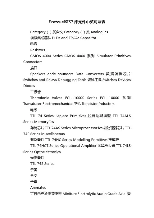 ProteusISIS7库元件中英对照表