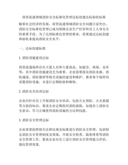 商贸流通领域消防安全标准化管理达标创建达标验收标准
