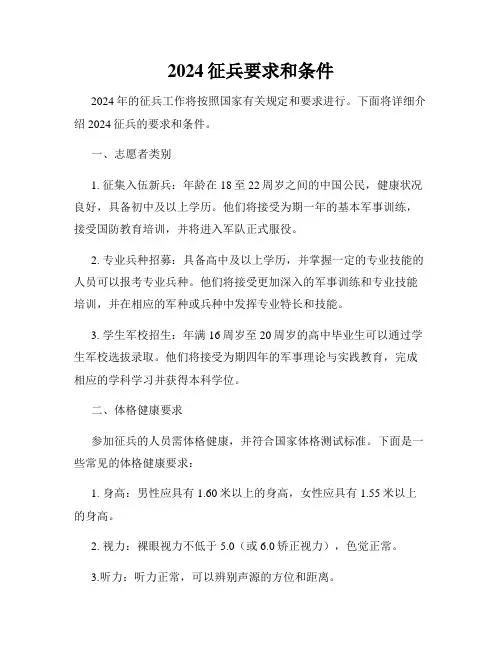 2024征兵要求和条件