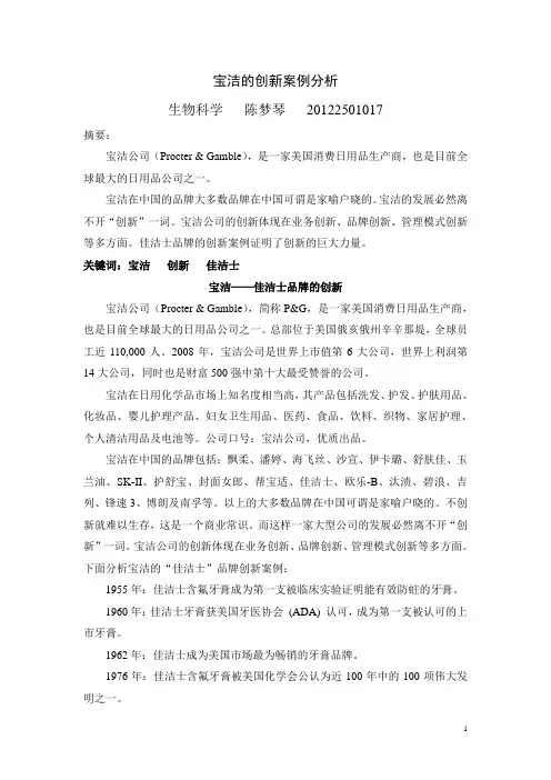 宝洁的创新案例分析