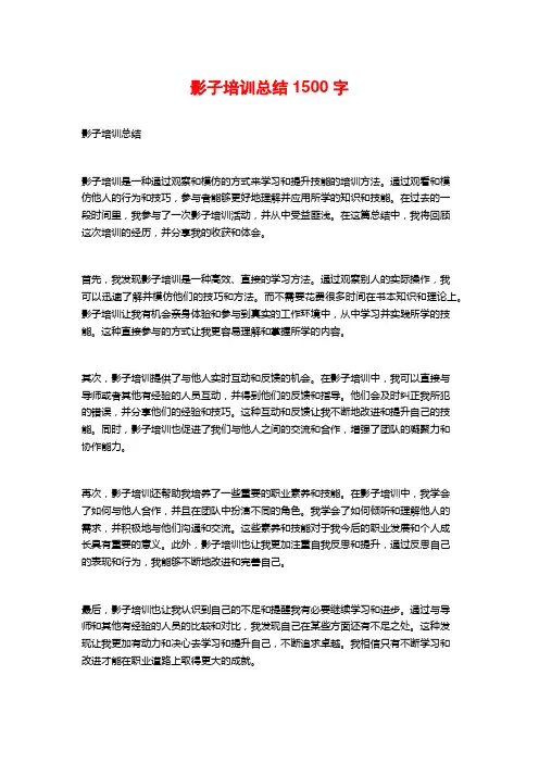 影子培训总结