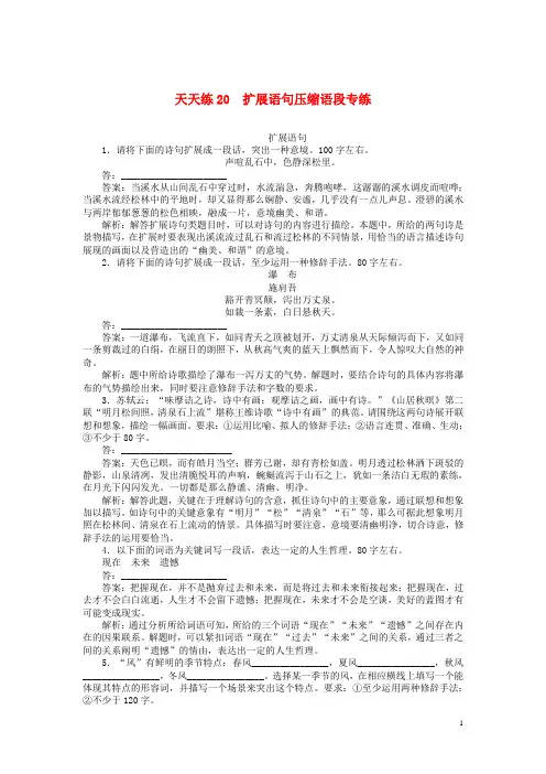 高考语文复习练习题 扩展语句压缩语段专练含解析