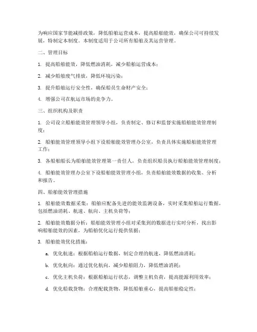 公司对船舶能效的管理制度