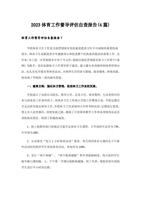 2023体育工作督导评估自查报告(4篇)