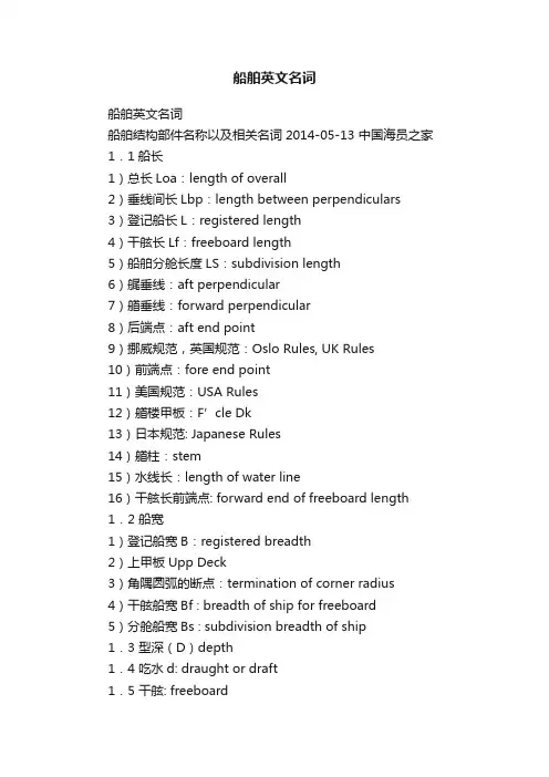 船舶英文名词