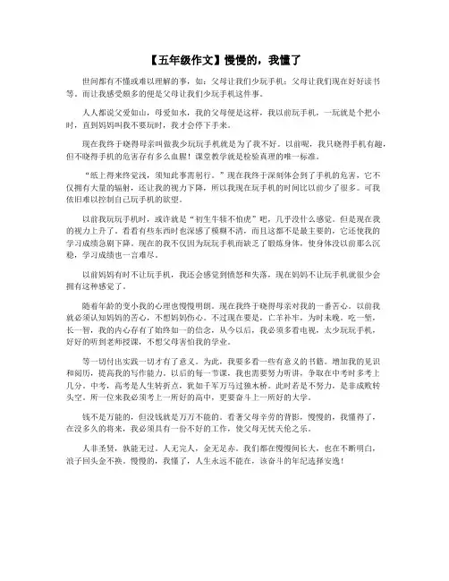 【五年级作文】慢慢的,我懂了