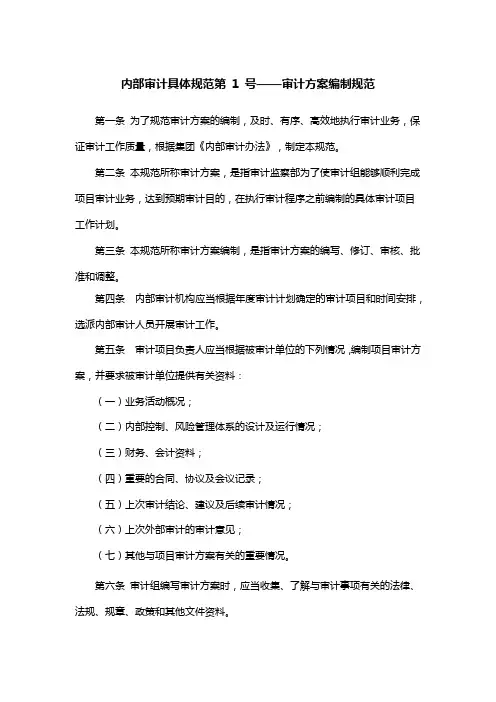 内部审计具体规范第1号审计方案编制规范