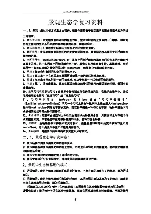 景观生态学复习资料答案总结
