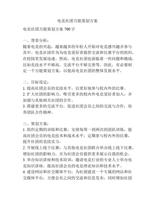 电竞社团万能策划方案