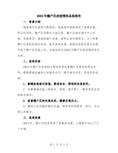 2024年棚户区改造情况总结报告