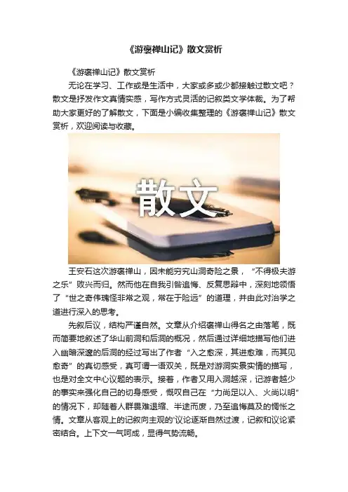 《游褒禅山记》散文赏析