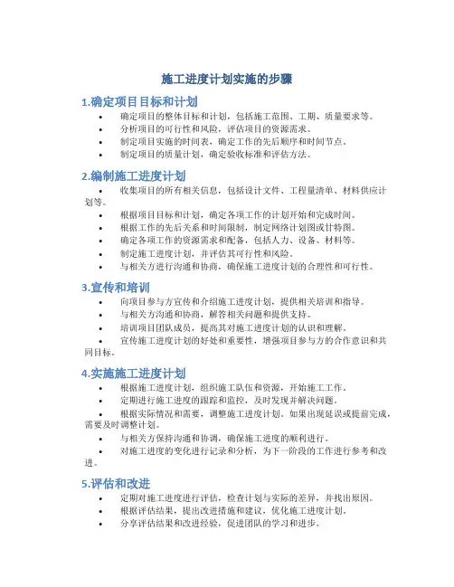 施工进度计划实施的步骤