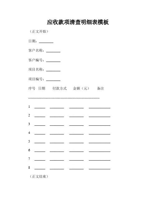 应收款项清查明细表模板