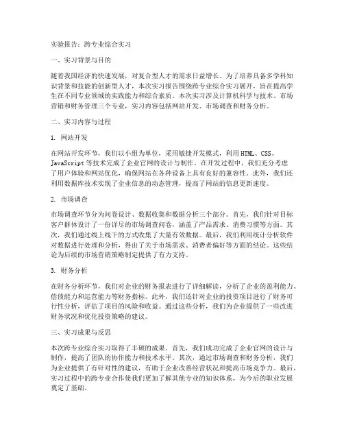 跨专业综合实习实验报告