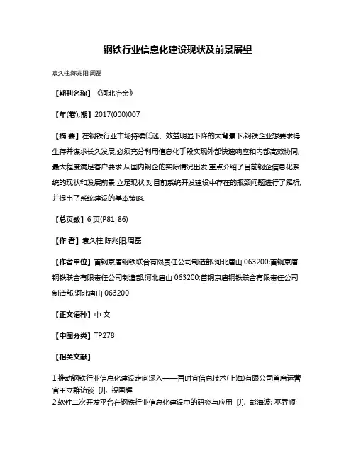 钢铁行业信息化建设现状及前景展望