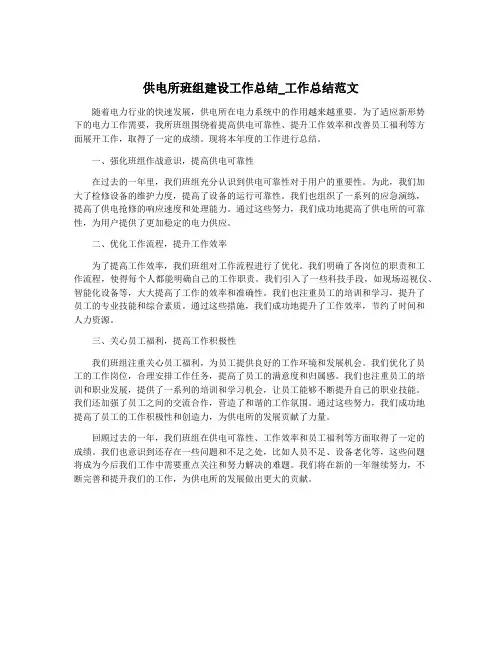供电所班组建设工作总结_工作总结范文