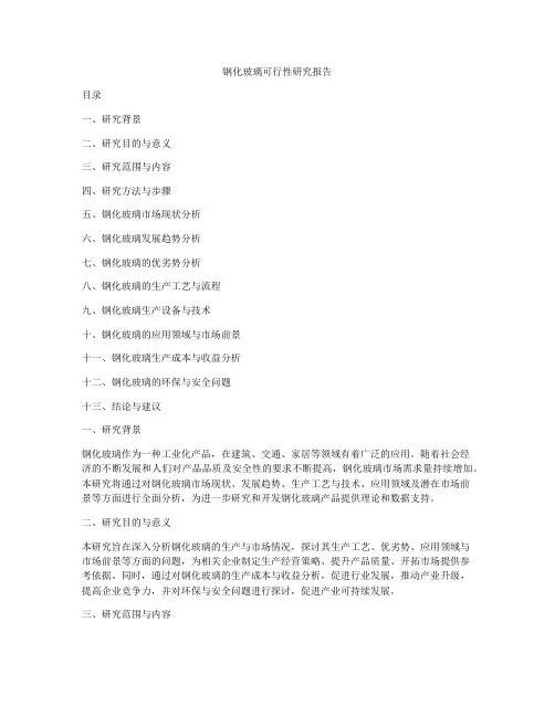 钢化玻璃可行性研究报告