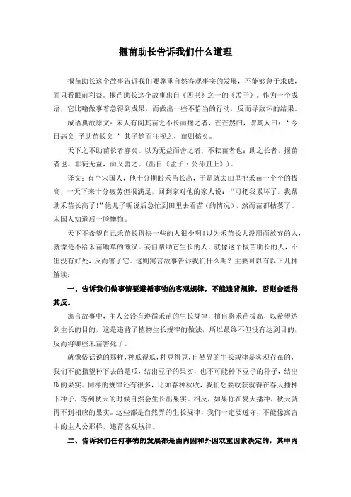 揠苗助长告诉我们什么道理