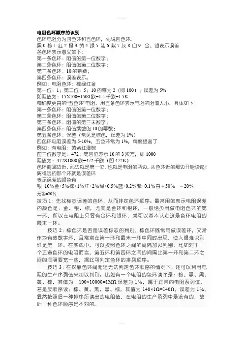 电阻色环顺序的识别