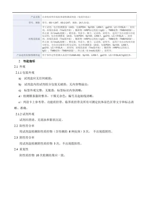 自身免疫性肝病抗体谱检测试剂盒(免疫印迹法)产品技术要求亚辉龙