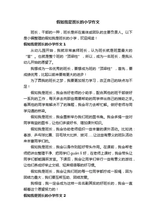 假如我是班长的小学作文