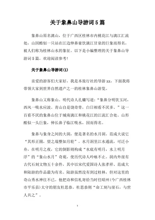 关于象鼻山导游词5篇.doc
