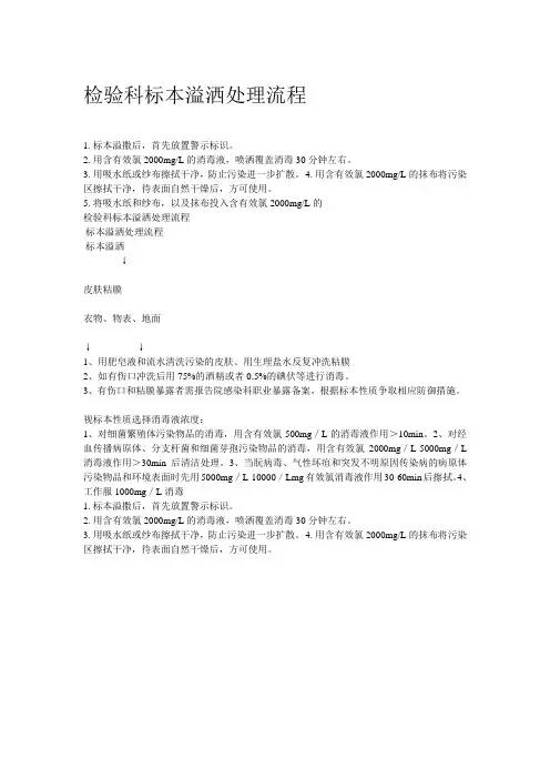 检验科标本溢洒处理流程