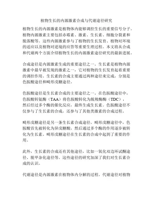 植物生长的内源激素合成与代谢途径研究