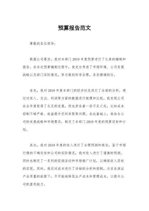 预算报告范文