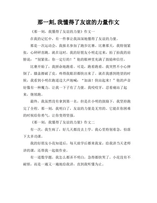 那一刻,我懂得了友谊的力量作文