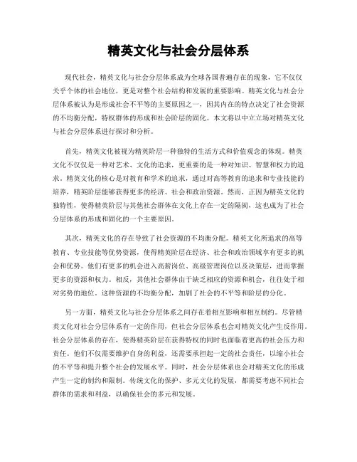 精英文化与社会分层体系