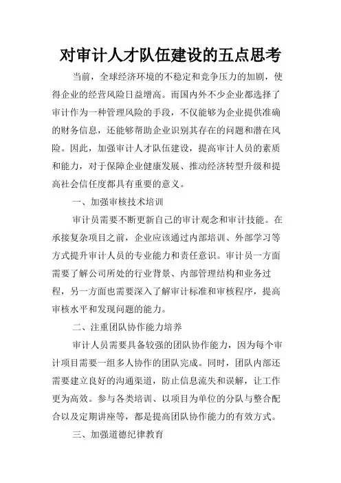 对审计人才队伍建设的五点思考