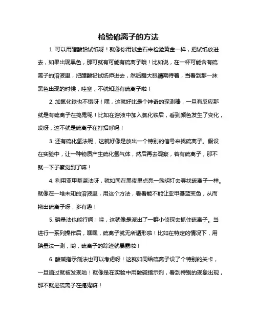 检验硫离子的方法