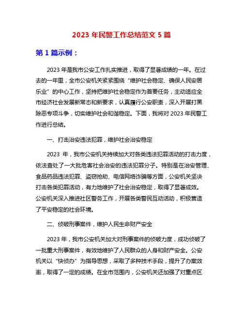 2023年民警工作总结范文5篇