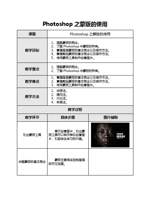 Photoshop之蒙版的使用——教学设计