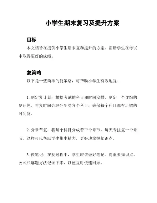 小学生期末复习及提升方案
