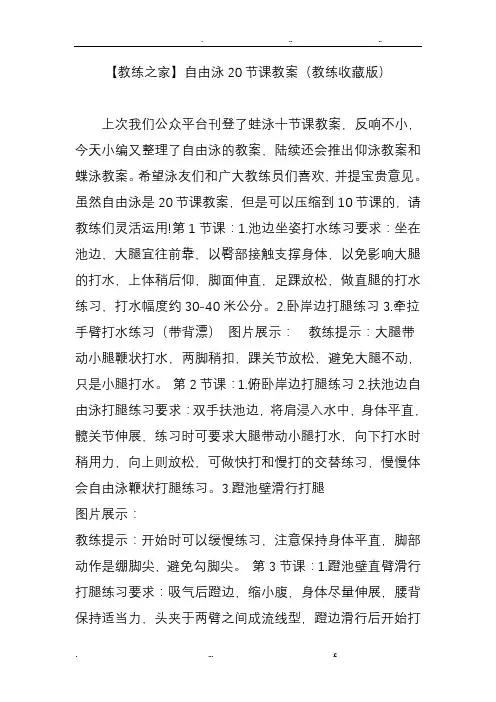 自由泳20节课教案(教练收藏版)