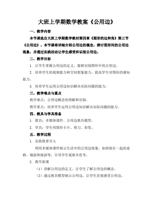 大班上学期数学教案《公用边》