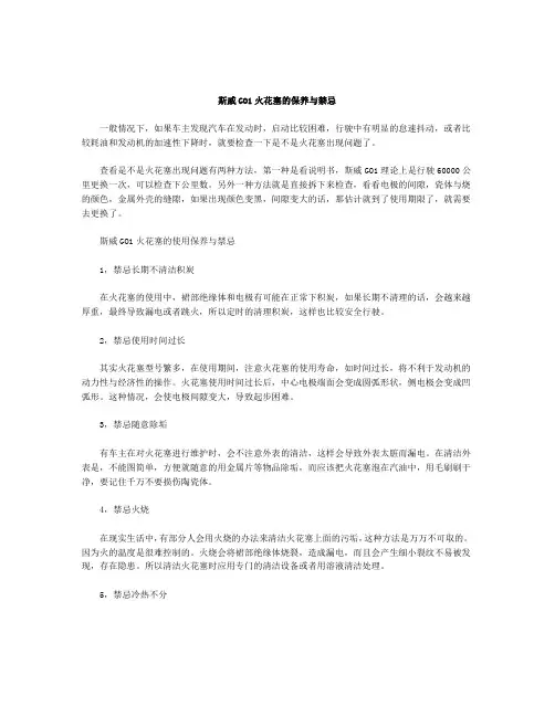 斯威GO1火花塞的保养与禁忌