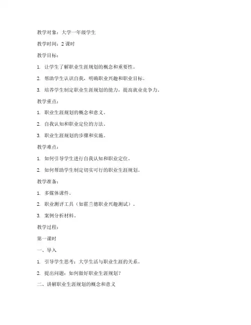 职业生涯课教案_大学