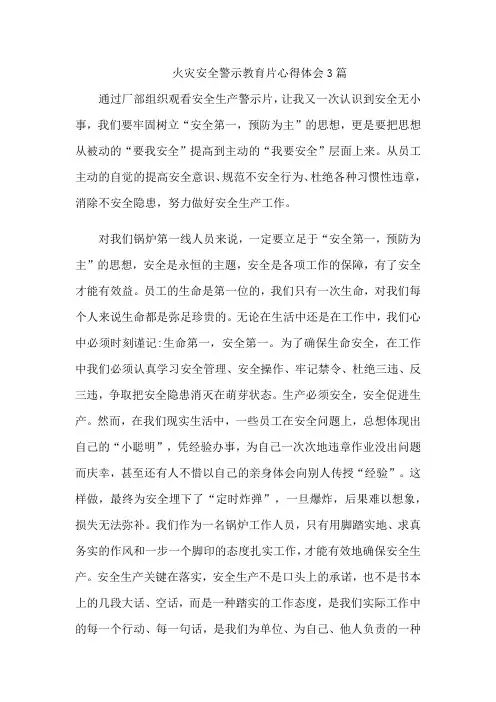 火灾安全警示教育片心得体会3篇