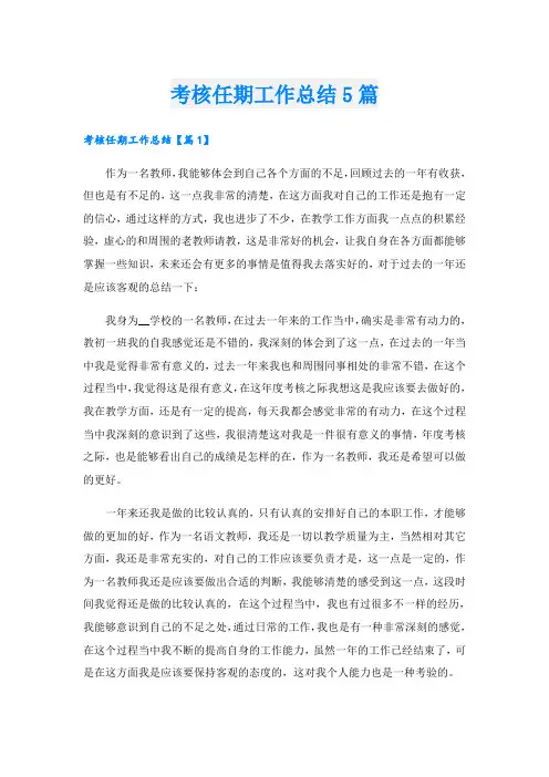 考核任期工作总结5篇