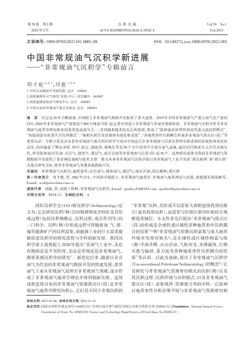 中国非常规油气沉积学新进展——“非常规油气沉积学”专辑前言