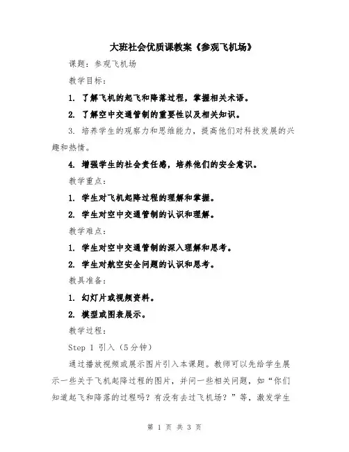 大班社会优质课教案《参观飞机场》